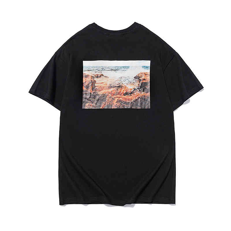 Tendance de la personnalité de la mode masculine Nouvelle marque à manches courtes Essentials Double Line Photo Imprimé T-shirt à manches courtes