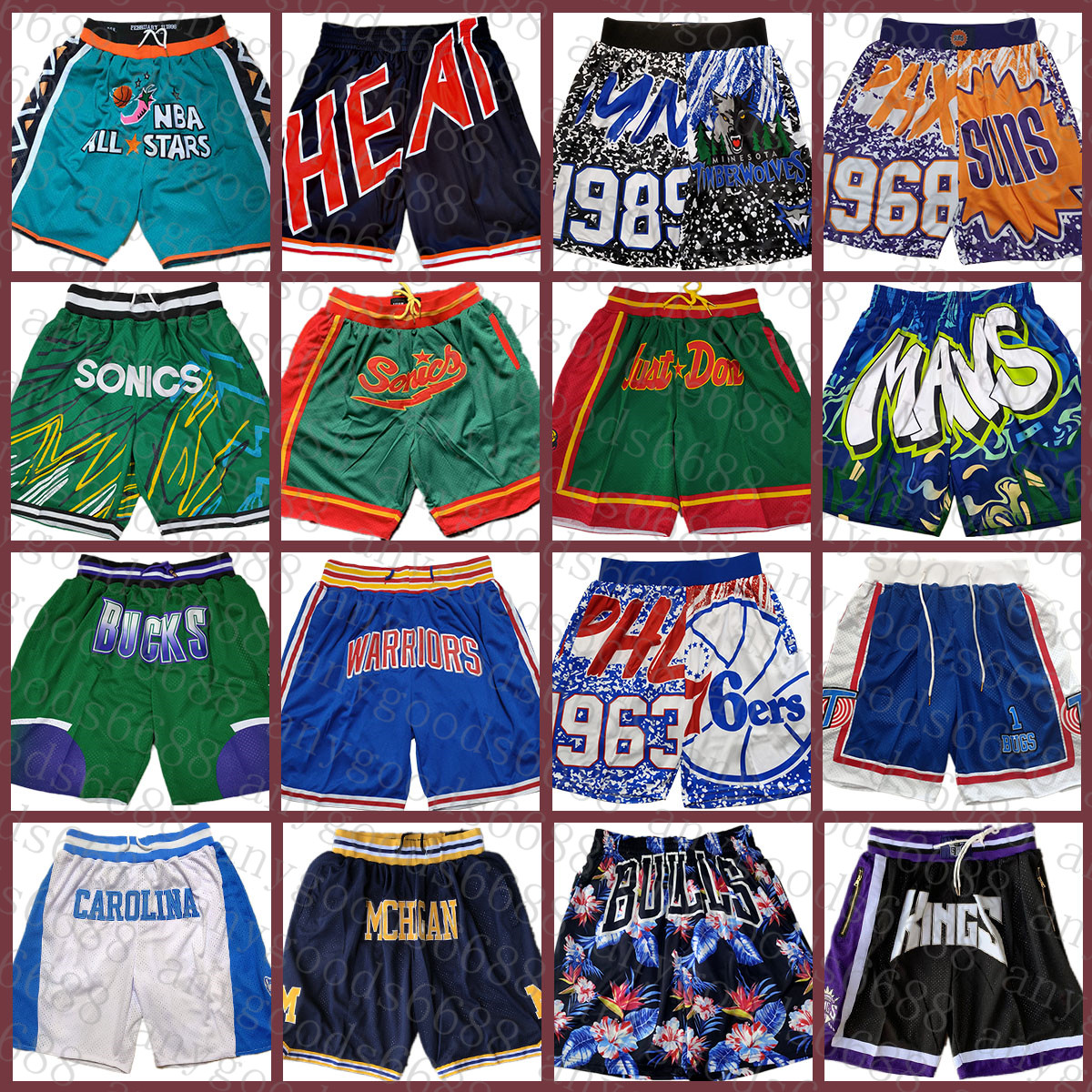 

Seattle Black Supersonic JUST DON San Multi Antonio White Spur Basketball Shorts Memphi Grizzlie Mitchell & Ness Philadelphias 76er New Orange York Yellow Knick 03, Just shorts