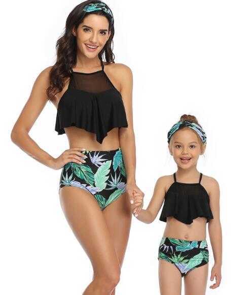 

Top sports parent child swiwear Swimsuit Bikini suit split kids women girls children sexy yakuda flexible stylish Leopard Print bikini sets