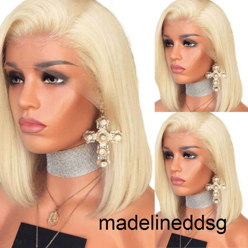 

Bob Frontal Wigs #613 Blonde Straight Lace Front Synthetic Hair Wig Pre Plucked Short Wigs For Black Women Z3FX