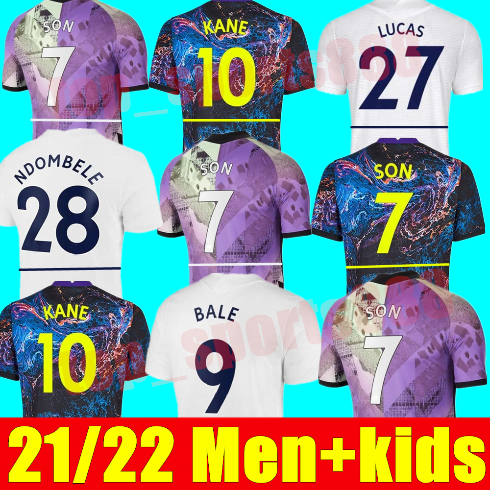 

New 21 22 Men + kids kit KANE SON DELE BALE soccer jersey home away 3rd HOJBJERG BERGWIJN SPURS LO CELSO 2021 2022 LUCAS football shirts uniforms adult Youth, Adult gk+league patch