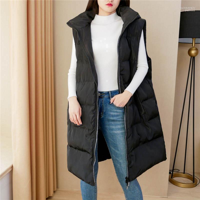 

170Kg Plus Size Winter Hooded Long Padded Vest Jacket Women Bust 170cm 7XL  9XL 10XL 11XL Loose Black Sleeveless Women1 Guin22