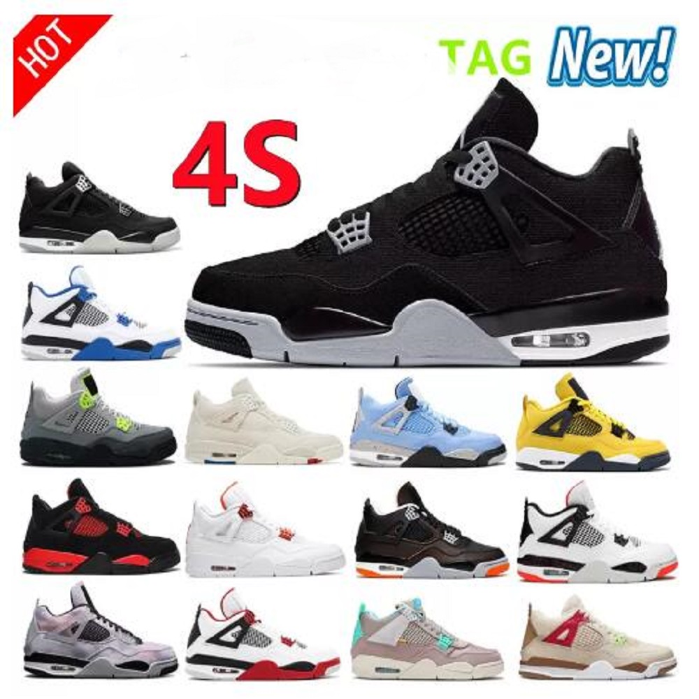 

2022 IV 4S Mens Women Basketball Shoes 4 Black Blank Canvas Cement Oreo Chrome Cat 4s Fire Red Bred Sail University Blue Midnight Navy What The Unisex Sports Sneakers, # 13