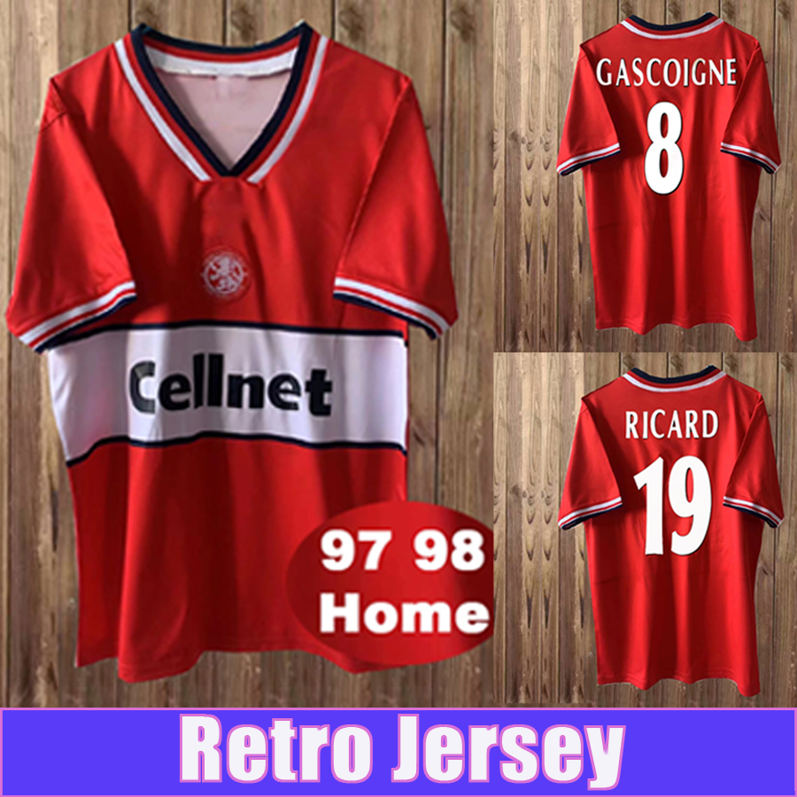 

1997 1998 Middlesbrough Mens Retro Soccer Jerseys RICARD CASCOIGNE Home Red Football Shirt Short Sleeve Uniforms, Fg4879 1997 1998 home
