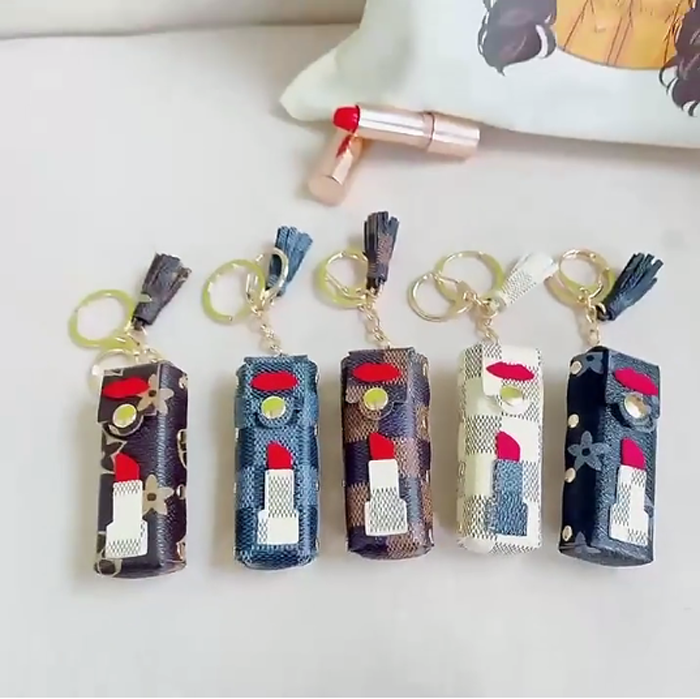 

5Style Presbyopia Coin Purse Lips Lipstick Bag Keychain Pendant Charm Jewelry Flower Key Ring Holder Women Men Fashion PU Leather Tassels Car Key Chain Accessories