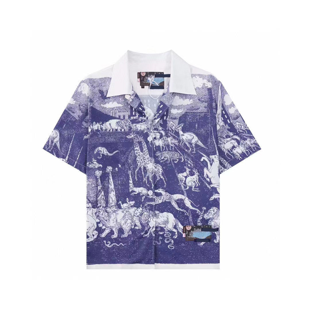 22SS blouses men fashion new classic shirts short sleeves Design summer Imported nylon waterproof material Breathable lapel Double pocket design