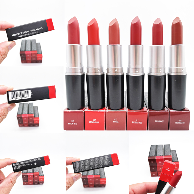 

Luster Retro Frost Sexy Matte Lipstick Rouge A Levres Makeup 13 Colors Lip Sticks 3g high quality DHL, #7 brick o la