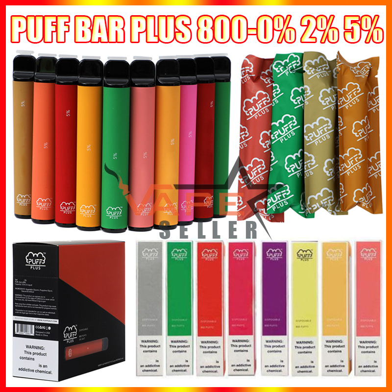 

Puff Bar Plus 800 Puffs Disposable Vape Pen E Cigarette With 550mAh Battery 3.2ml Pre-Filled Pods Puff Smoking Kit Europ UPS Free