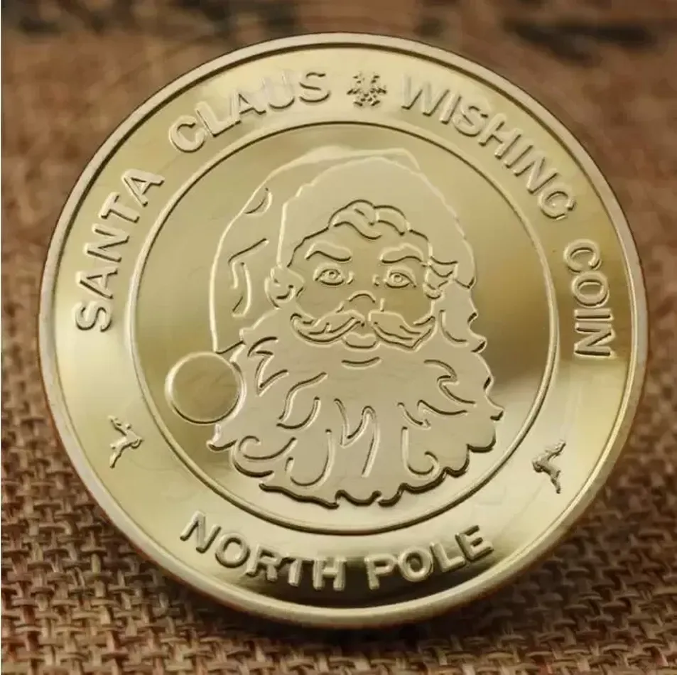 

New Santa Claus Wishing Coin Collectible Gold Plated Souvenir Coin North Pole Collection Gift Merry Christmas Commemorative Coin F3608