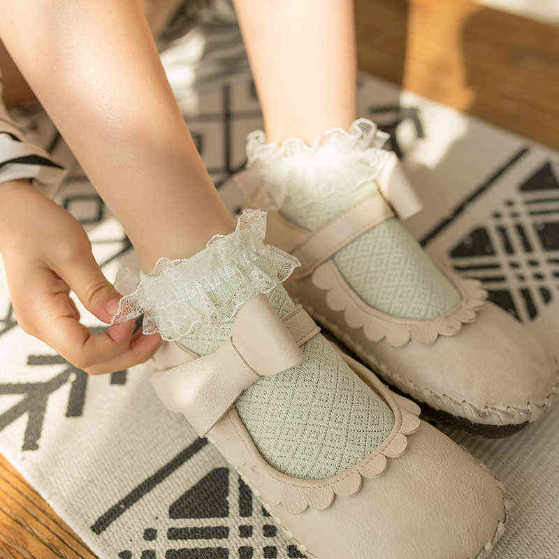 

Spring Girls Socks Autumn Children Lace Baby Princess Little Cotton Flounces Tretch Sock L220716, Pink