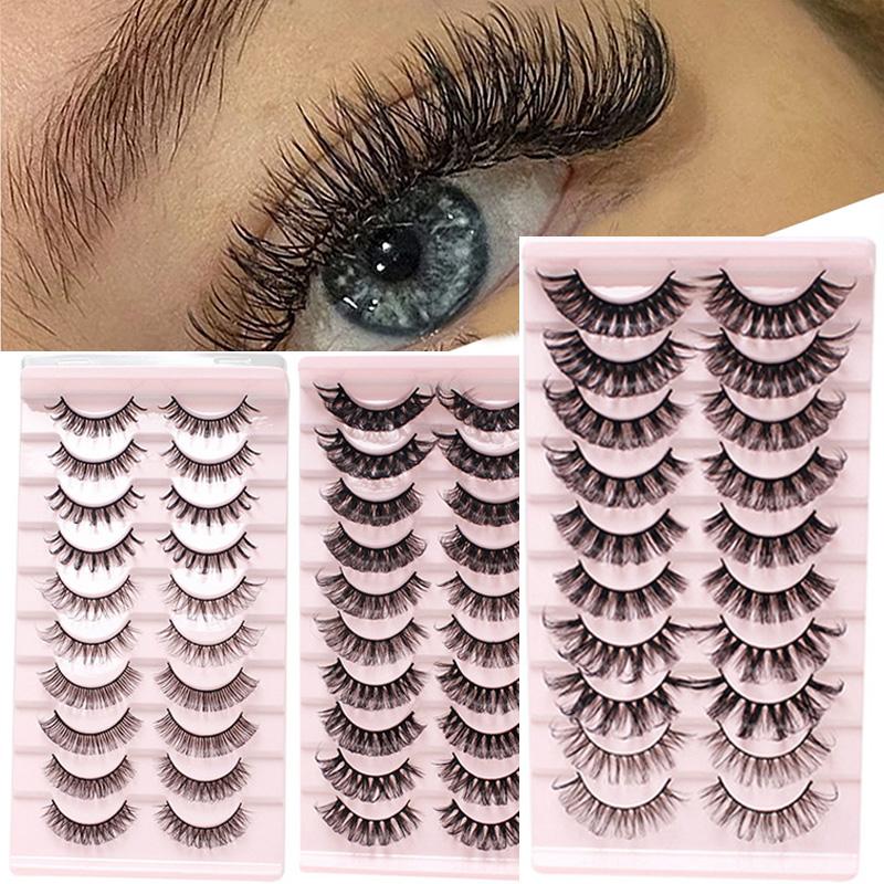 

False Eyelashes 10Pairs 3D Faux Hair Lashes Extension Russia Volumes DD Curl Mix Style Natural Thick ReusableFalse