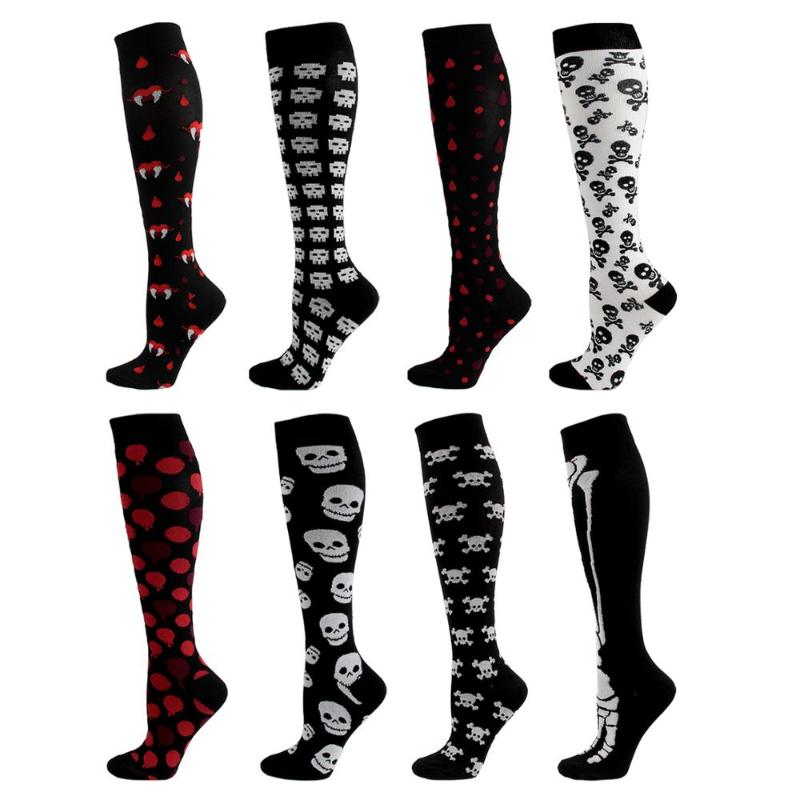 

Men's Socks Sports Running Compression Stockings Skull Pattern Halloween Calf Pressure Cycling Relief FatigueMen's, 32198
