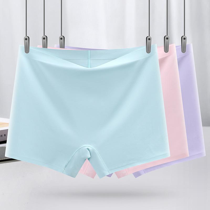 

Women's Panties One Piece Ice Silk Ladies Boxer Shorts Mid-waist Solid Color Cotton Leggings Women's Anti-glare Breathable ShortsWomen's, White