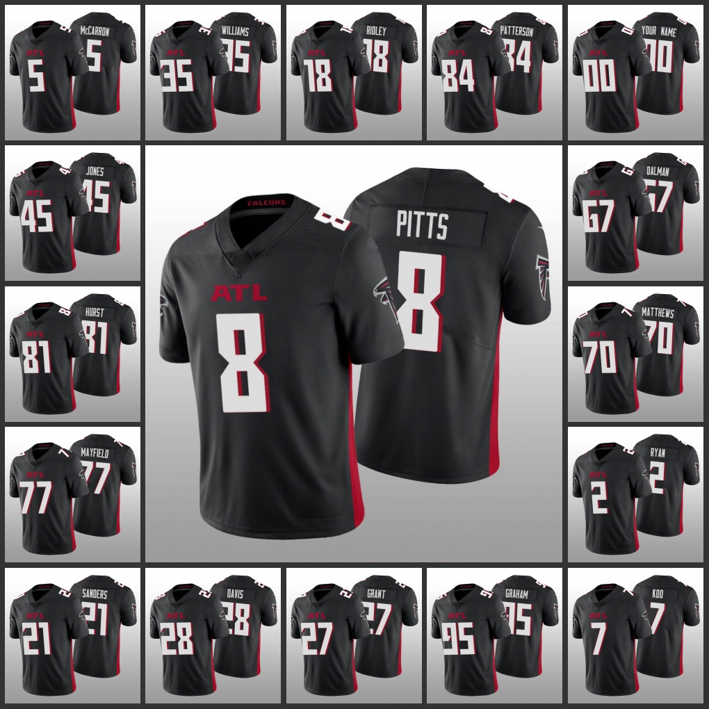 Atlanta''Falcons''Men #2 Matt Ryan 45 Deion Jones 7 Younghoe Koo 8 Kyle Pitts Women Youth Custom Black Vapor Limited Jersey