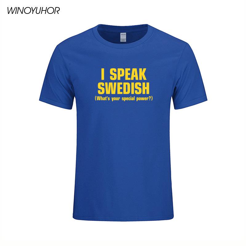 

Men's T-Shirts I Speak Swedish Funny Letters Printed T-Shirt Men Summer Hip Hop Tops Sweden Casual Short Sleeve Brand Clothing Tee Shirt Hom, White;black