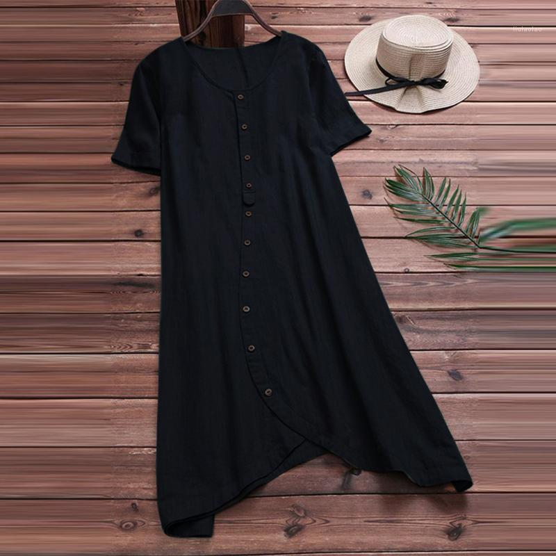 

Summer Linen VogueTunic Shirt Nice Women Blusas Femininas Tops Short Sleeve Elegant Blouse Single Breasted Female Loose Women' Blouses & Sh, Black