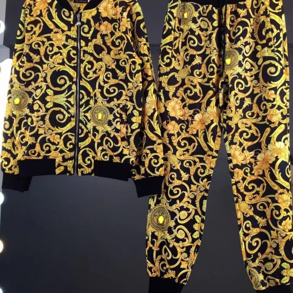 

B1118 Women's Two Piece Pants Casual Suits Women Tracksuits Flower Jacket And Pants Trouse Sport Slim for Lady With Letters Zippers Spring Autumn Hoodie Sets, Multi