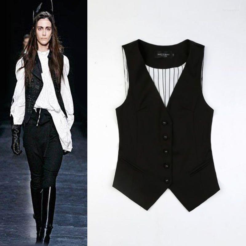 

Women' Vests Suit Vest Women Elegant Ol V-Neck Business Blazer Single-Breasted Button Waistcoat Office Formal Work Jacket Sleeveless Luci22, Black