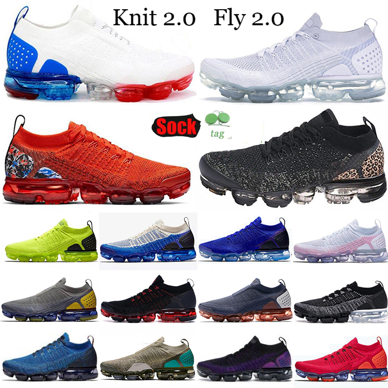 

2022 Knit 2.0 Fly 1.0 Cushion Running Shoes Triple White Cheetah Black Navy Blue Burst Safari CNY Red Orbit Volt Oreo Midnight Purple Mens Women Sports Sneakers Trainers, 19