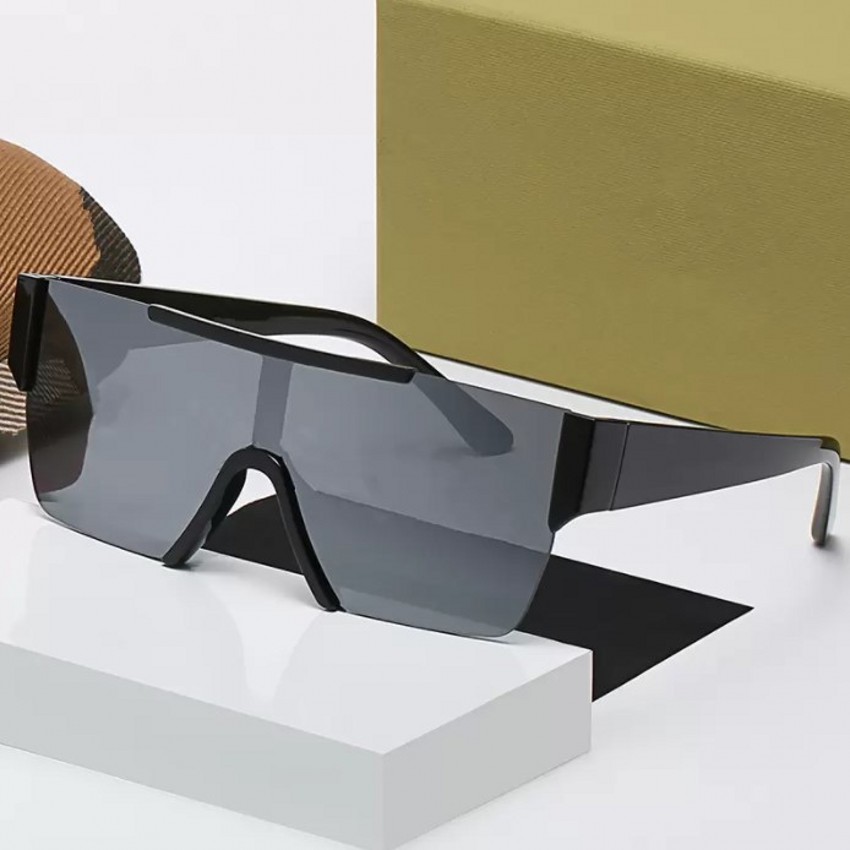 Lunettes de soleil sans cadre à la mode pour hommes Protection UV vintage femmes lunettes à grande monture avec boîte et emballage