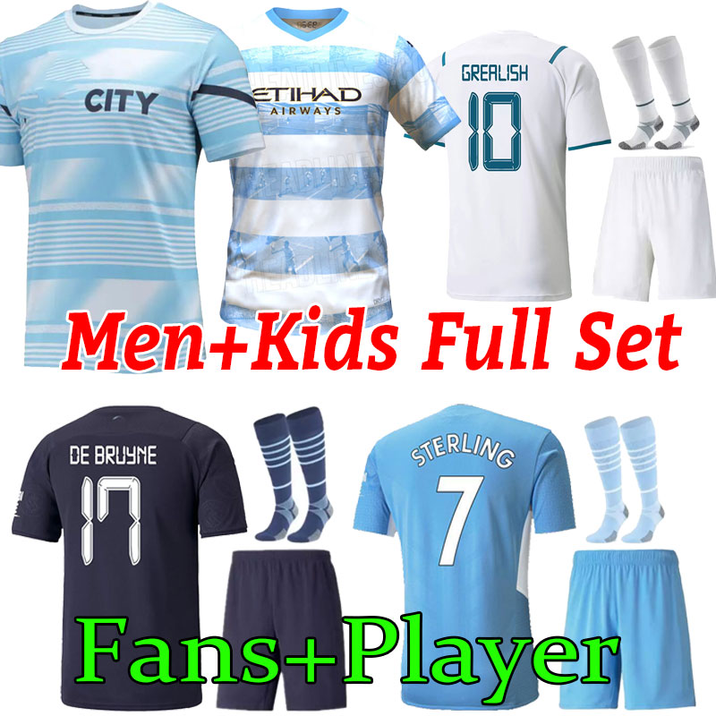 

GESUS City 22 23 soccer jersey 2023 STERLING football shirt kids kit man full set FERRAN KUN AGUERO DE BRUYNE BERNARDO MAHREZ FODEN GREALISH player version Manchester, Home+patch
