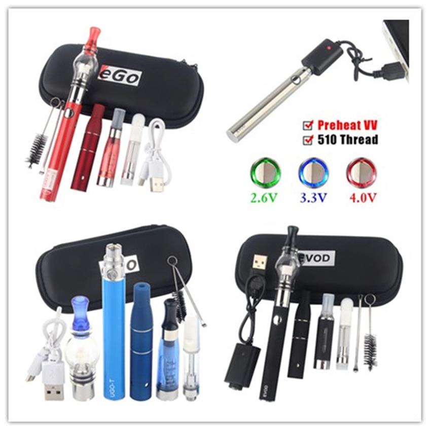 

4 in 1 Starter Kits eGo 510 Vape Battery EVOD Dab Pens Dry Herb Vaporizer Wax Oil Vapes CE3 Cartridges All in One261b, Multi color