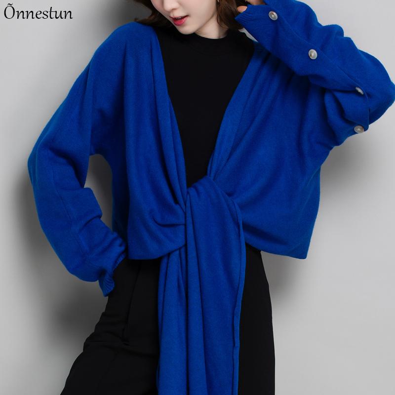 

Women's Knits & Tees Irregular Sweater Women Autumn Long Sleeve Cardigan Outerwear Soft Knitwear Shawl Cardigans, White