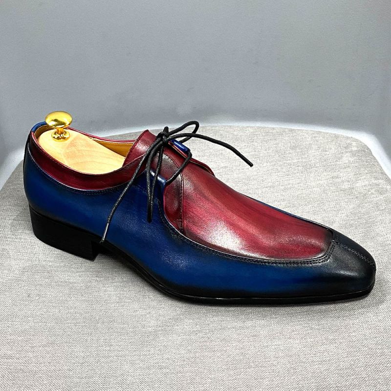 

High-quality Derby Shoes Classic Fashion Color Matching Simple and Versatile Lace-up Pointed Toe Business Formal Leather Casual Shoes KB281, Clear