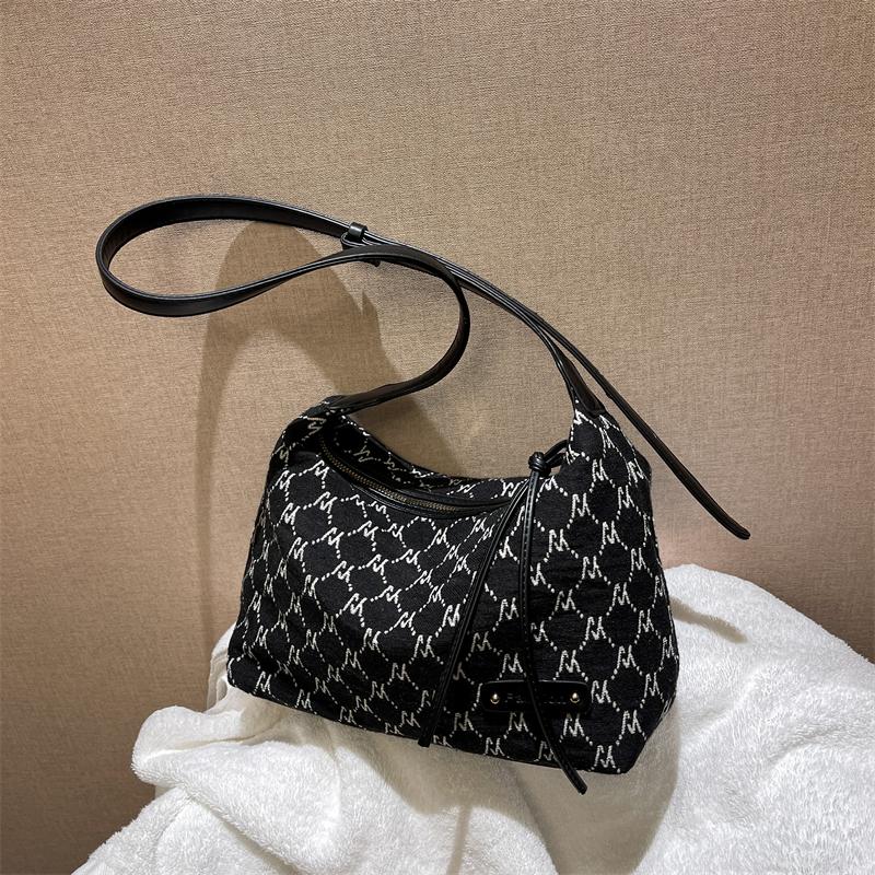 

Evening Bags Classic Elegant Shoulder For Women Letters Diamond Lattice Hobos Luxurious French Style Vintage Plaid Female PackageEvening, Black