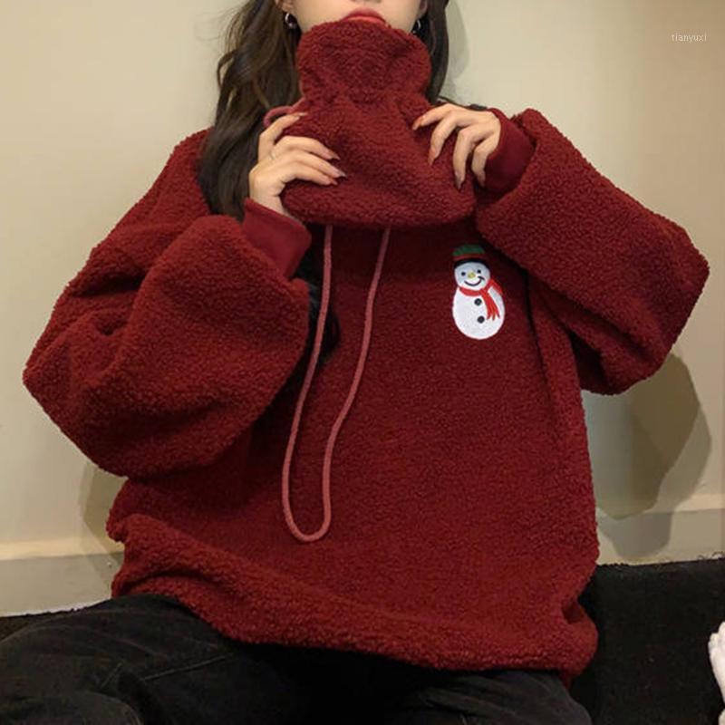

Hoodie Free Bag Plus Velvet Thick Sweatshirt Women 2022 Winter Red Imitation Lamb Student All-match Warm Wear Women' Hoodies & Sweatshirts