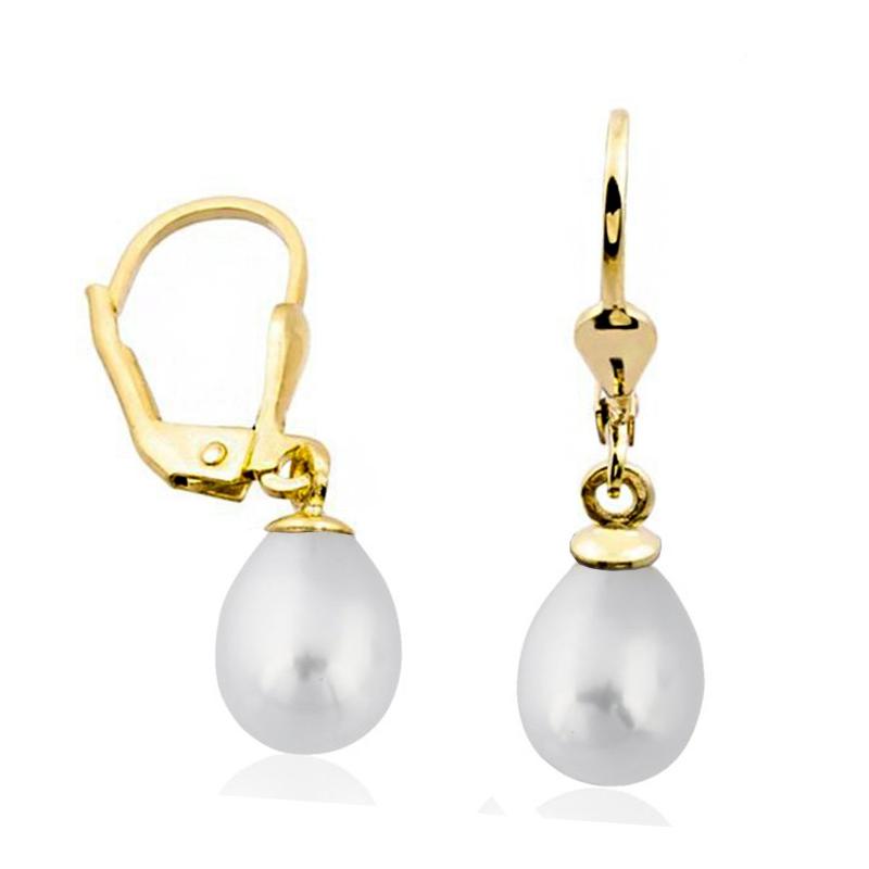 

Clip-on & Screw Back White With Pearls 14 Carat Gold Pendulum Earrings