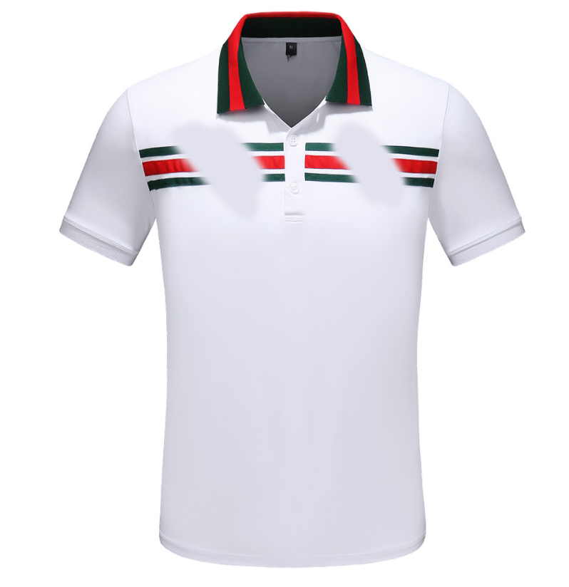 

2022 designer stripe polo shirt t shirts snake polos bee floral mens High street fashion horse polo luxury T-shirt#8820, White