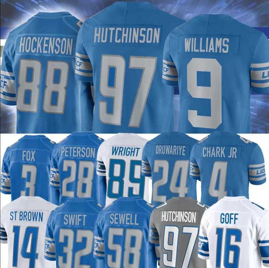 

Aidan Hutchinson Jersey Custom Detroit''Lions''16 Jared Goff Barry Sanders Jameson Williams Amon-Ra St Brown D'Andre Swift Hockenson Football Jerseys game, Color