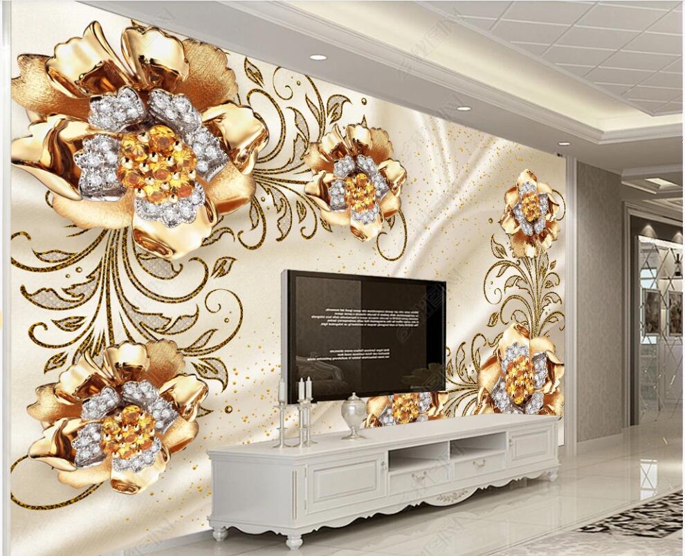 

custom photo mural 3d wallpaper on the wall Modern luxury jewelry flowers home decor living room 3D wall murals wallpapers for walls in rolls, Non-woven wallpaper