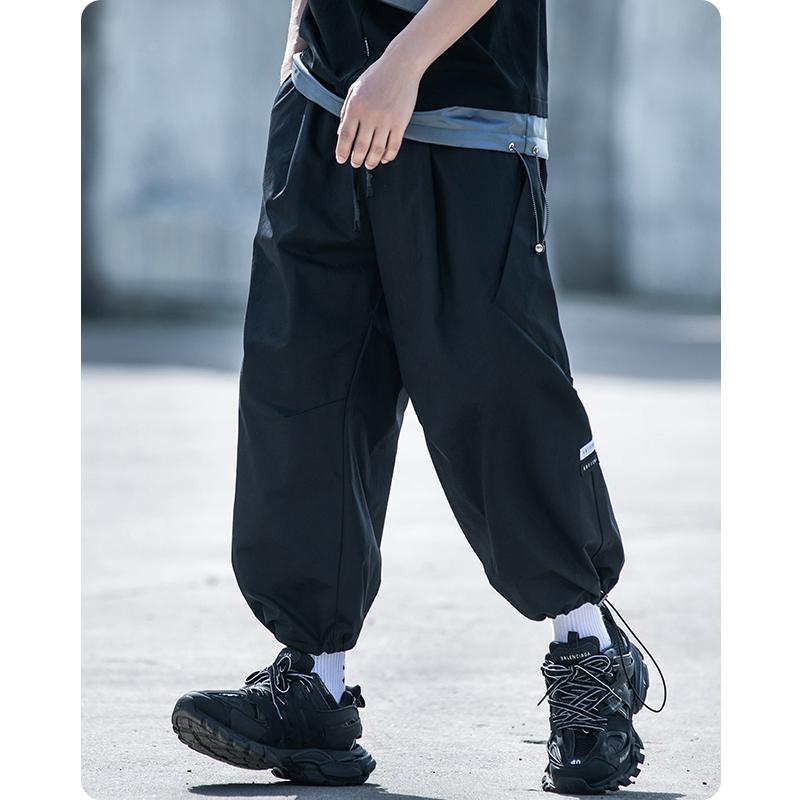 

Men's Pants Men's Clothes Harajuku Safari Style Elastic Waist Jogger Cargo Full Length Loose Comfortable Big Pocket Hiphop MichalkovaMen, Black