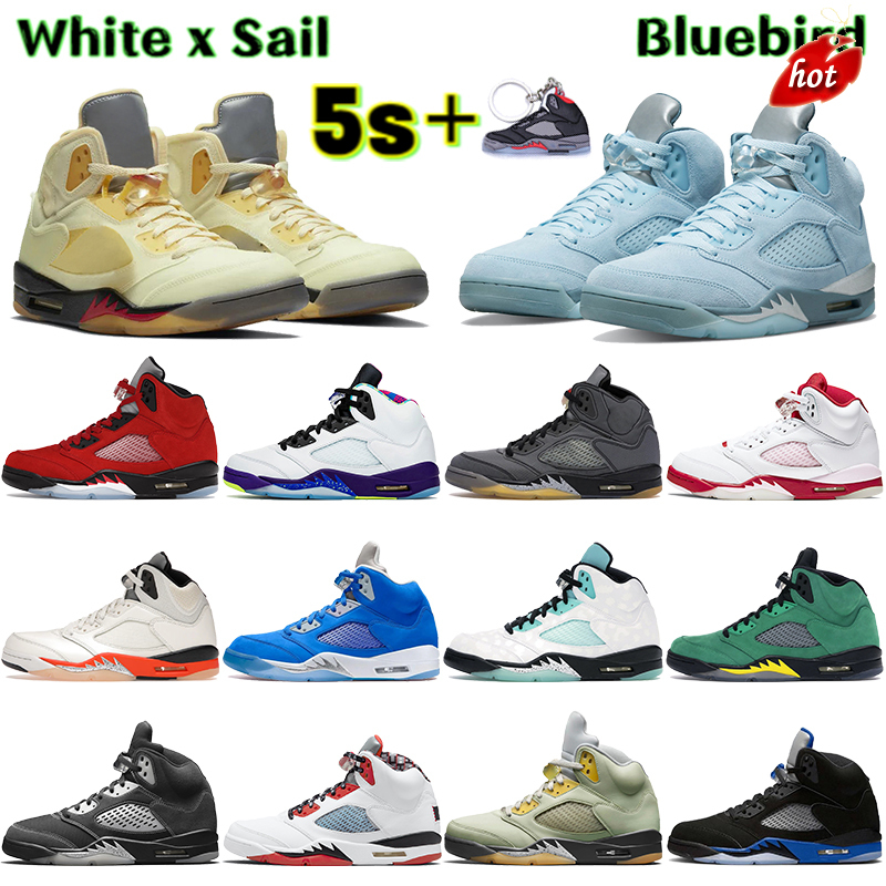 

TOP 5 5s Men Basketball Shoes Sneakers Pink Foam Shattered Backboard White x Sail Black Muslin Raging Red Bluebird Mens Sports Trainers, 29. deep blue metallic silver