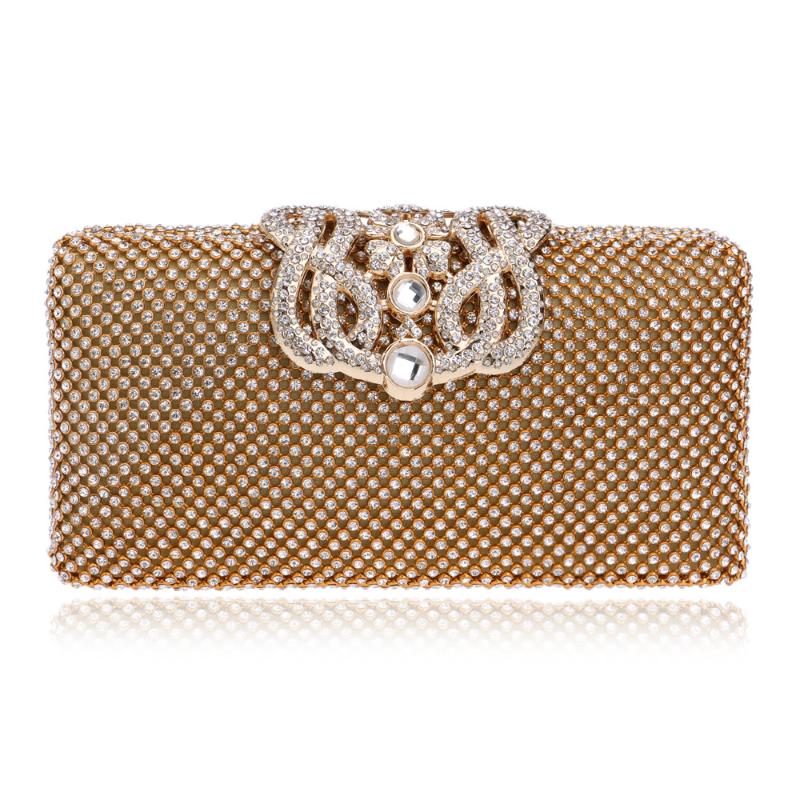 

Evening Bags Women Rhinestones Metal Crown Handbags Full Of Diamonds Day Clutches Purse Silver/gold/black YM1172Evening