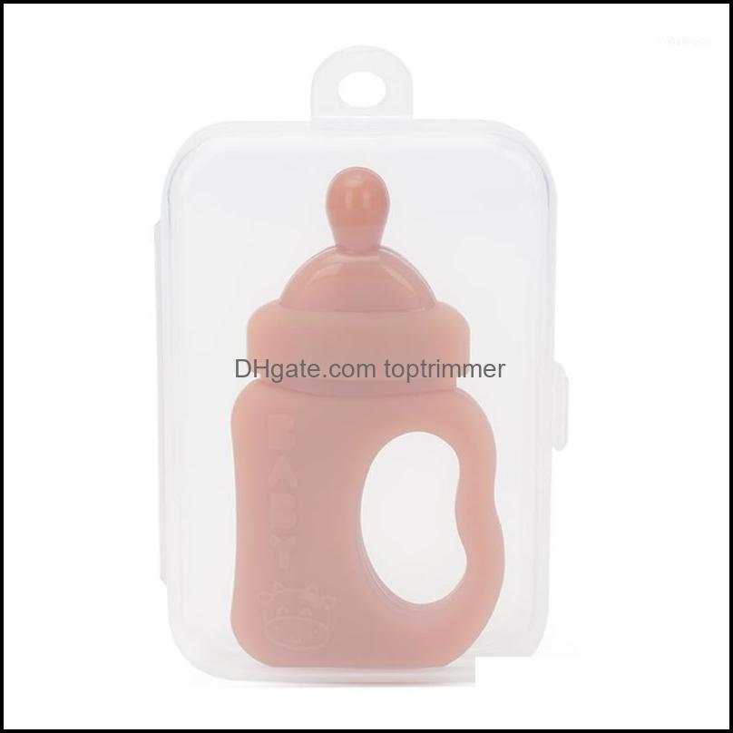 

Infant Cartoon Chewing Toy Baby Milk Bottle Shape Sile Teether Storage Box1 Drop Delivery 2021 Pacifiers# Feeding Baby Kids Maternity Pwn