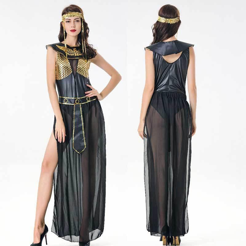 Costume Accessories Black Sexy PVC Stitching Mesh Yarn Greek Halloween Medieval Egyptian Cleopatra Cosplay Fancy DressCostume-image-790456594