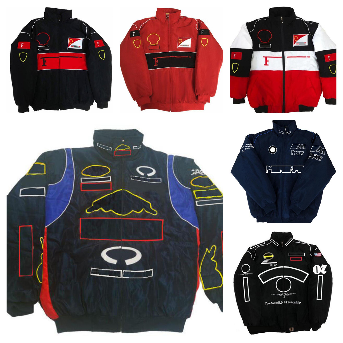 

F1 racing jacket new full embroidered logo men's and women's racing suits winter warm cotton clothing spot sales