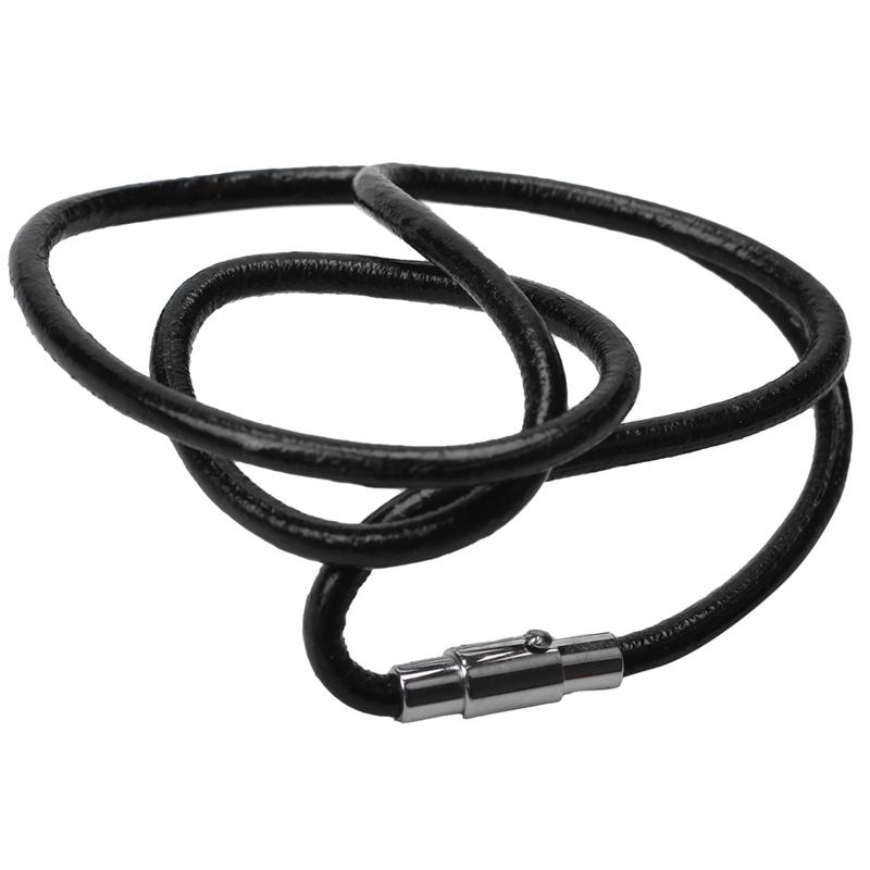 

Belts Jewelry Man Woman Chain Stainless Steel Magnetic Clasp Armor Leather Cord Necklace Black - 3Mm Wide 45Cm LongBelts