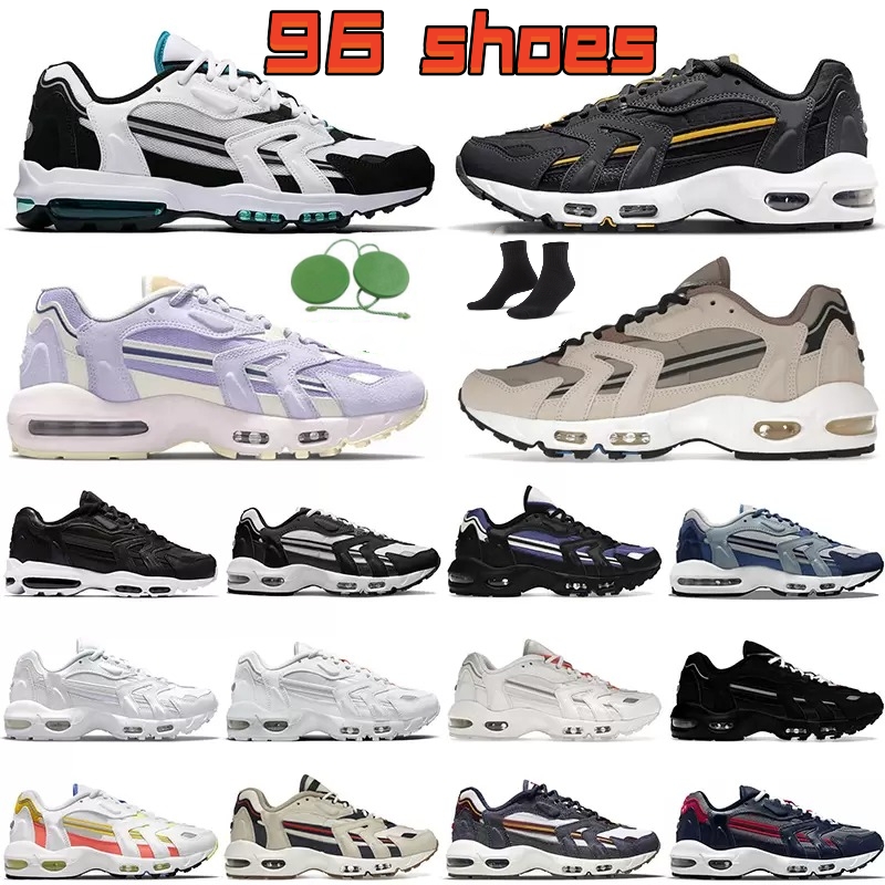 

With Sock Tag 96 II 96s mens womens running shoes Triple Black White Light Purple USA Beach Summer Pastels Blackened Blue USA men women trainers sports sneakers, 96 shoe (10)40-45