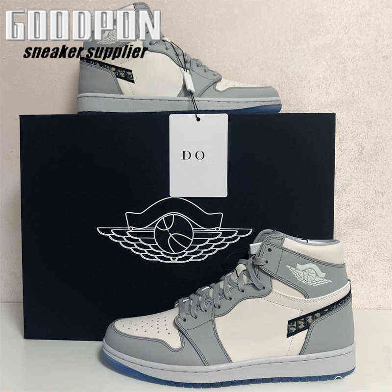 

2021 Top Quality Jumpman 1 Womens Mens Basketball Shoes 1S White Gray Fashion sneaker, #1