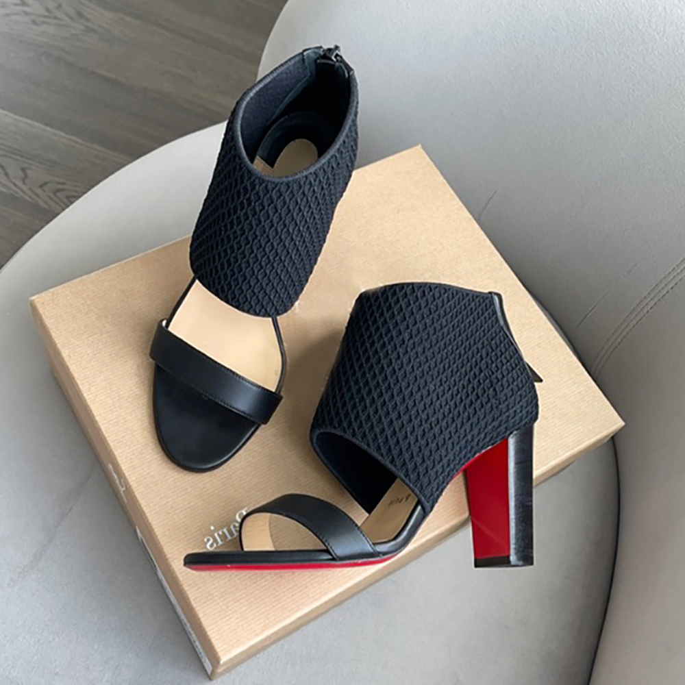 

Luxury design Woman high heels reds sole woman sandal pumps Georgette boot black veau velours knitwear footwear made in italy 35-43, 10