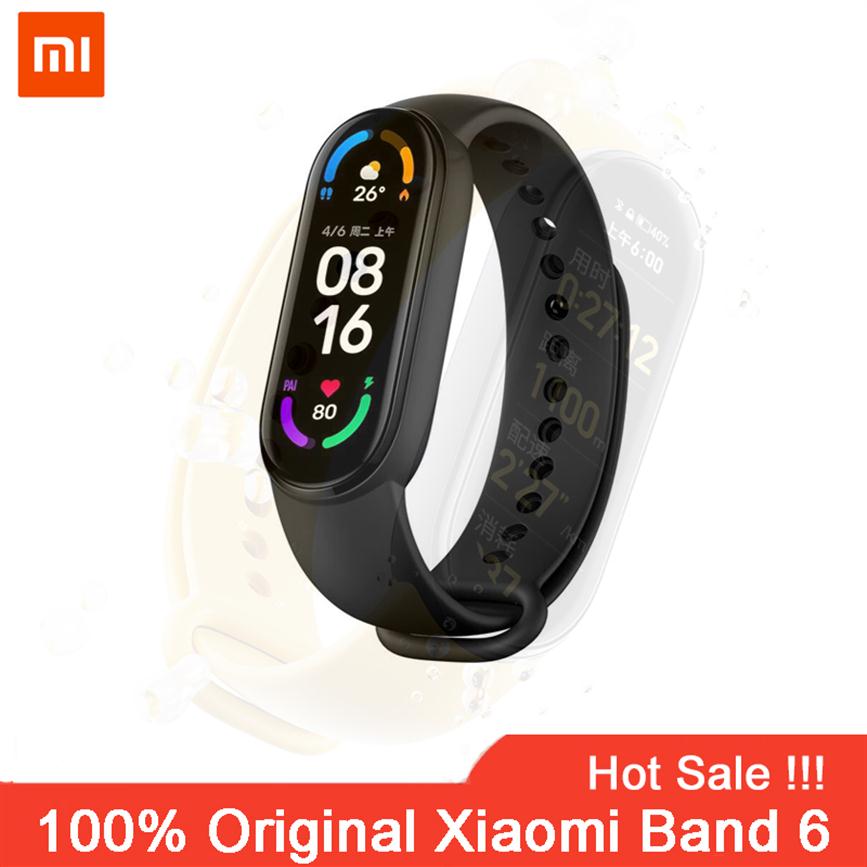 

Xiaomi Mi Band 6 Smart Armband AMOLED Blut Sauerstoff Fitness Traker Herz Rate Bluetooth Wasserdichte Smart Mi Band6 Smart Uhr 6307v