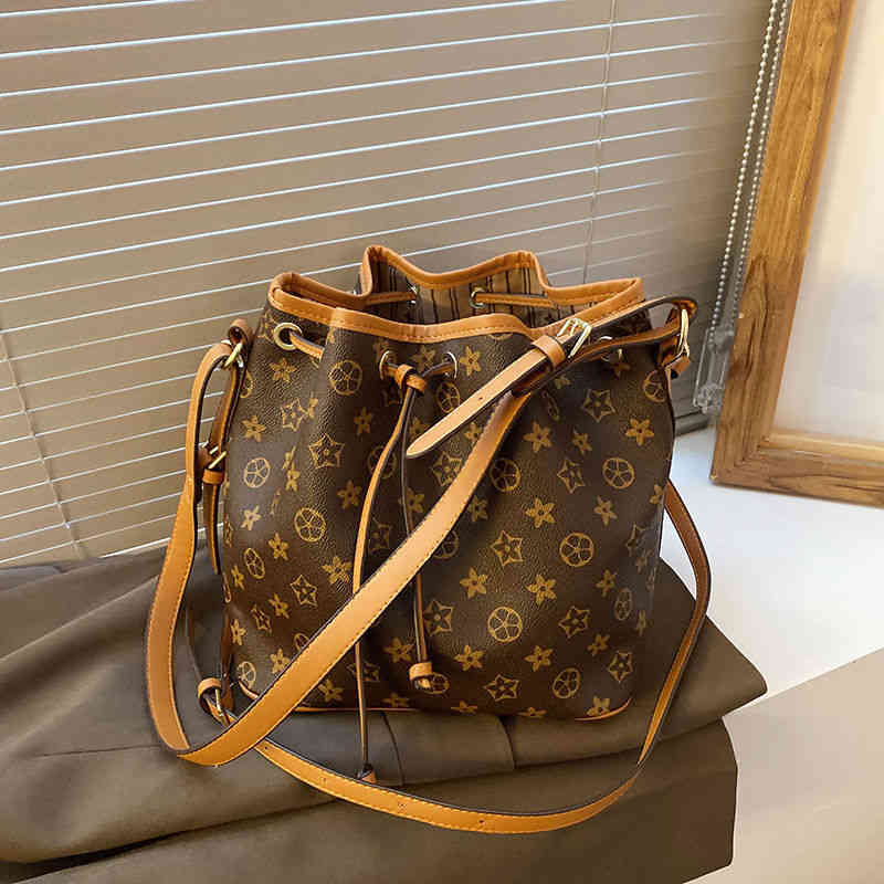 printed drawstring bucket bag female 2022 new high single shoulder messenger
