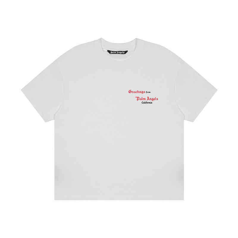 

European and American Trend Men T Shirt Plamangels Correct Version Tide Brand Coral Printed shirts Loose Men' and Women' Short, White