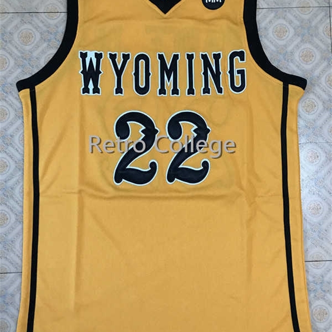

Xflsp Larry Nance Jr Wyoming College Basketball Jersey Embroidery Stitched Custom any Number and name Jerseys, Yellow