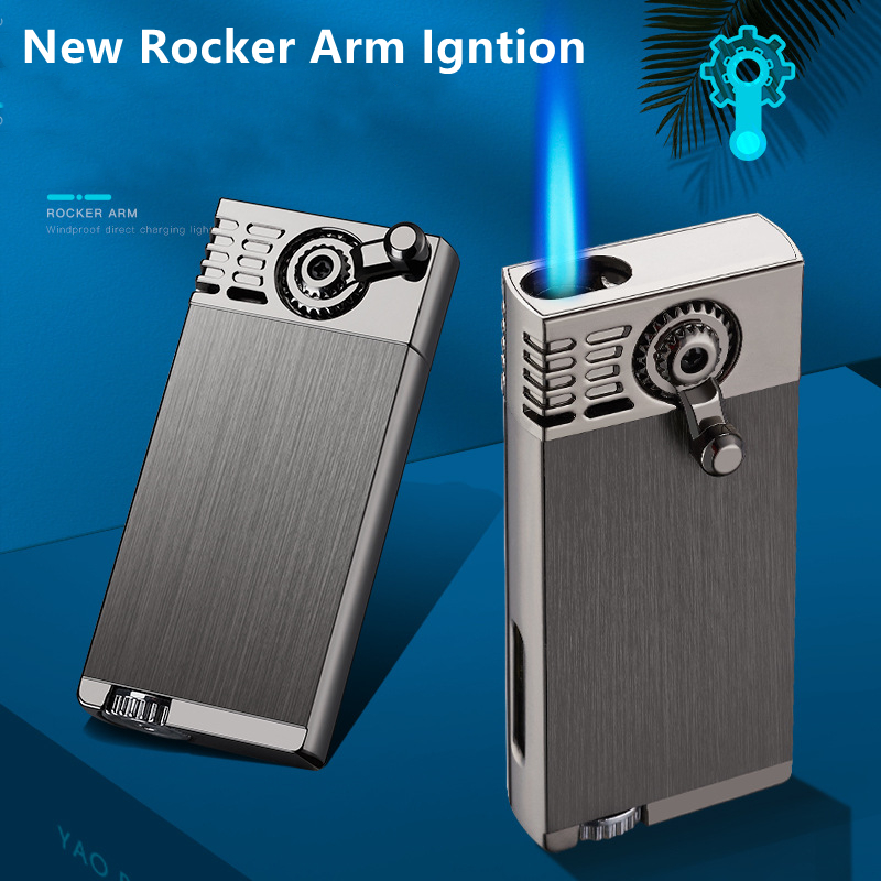 2022 New Windproof Torch Jet Lighter Turbo Inflatable Gas Butane Lighter Cigar Cigarette Metal Lighter Rocker Rebound Men Gadgets-image-758385015