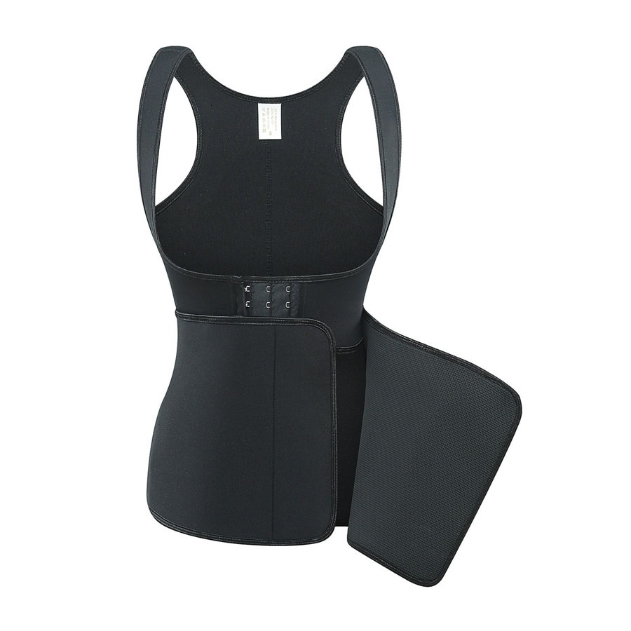 Neoprene Sauna Suit for Women Sweat Waist Trainer Corset 2 in 1 Workout Waist Trimmer Shirt Abdomen Tummy Control Shapewear Slimming Body Shapers-image-765463349